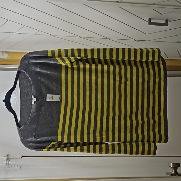 GAP Sweaters - GAP gray and yellow striped light weight sweater.